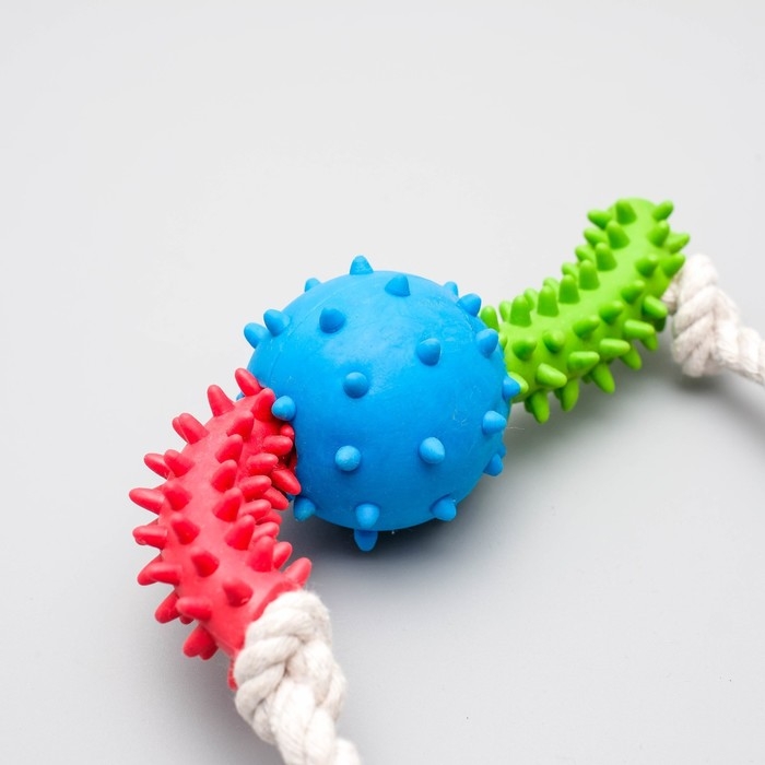 Игрушка канатная с жевательными элементами Игрушка канатная с жевательными элементами "Зубочистка", до 60 см, микс цветов