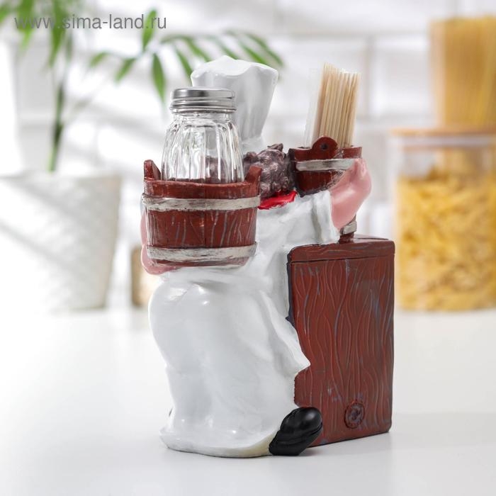 Набор для специй на подставке &laquo;Повар&raquo;, 3 предмета: солонка 50 мл, перечница 50 мл, подставка, форма МИКС