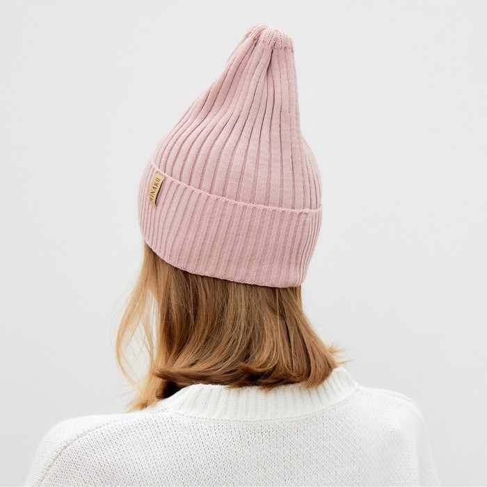 Шапка женская MINAKU Шапка женская MINAKU "Трюфель" цвет пудра, размер 56-58