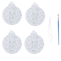 Ёлочное украшение под раскраску &laquo;Ёлки&raquo; 4 шт., кисть