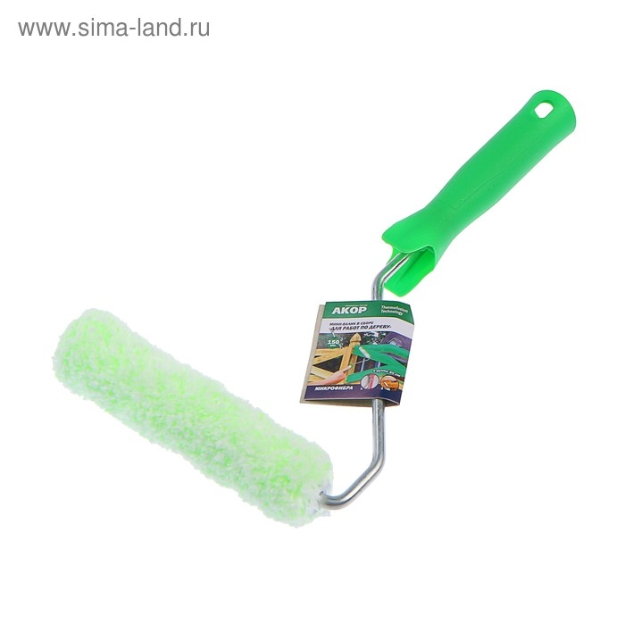 Мини-валик Мини-валик "АКОР", микрофибра, 150 мм, ручка d=6 мм, D=15 мм, ворс 12 мм, для дерева