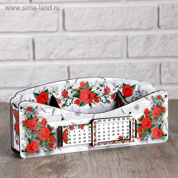 Органайзер для канцелярских предметов Органайзер для канцелярских предметов "Лёгкий цветочный", с вечным календарём