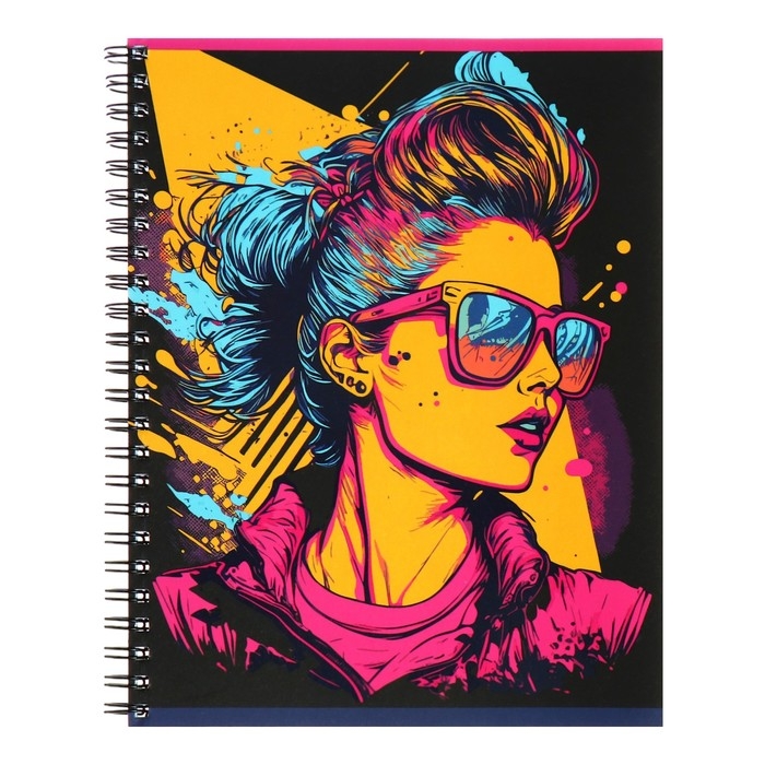 Тетрадь 80 листов в клетку на гребень Тетрадь 80 листов в клетку на гребень "Графические плакаты", обложка мелованный картон, матовая ламинация, выборочный лак, МИКС