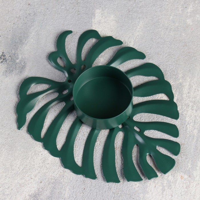 Подсвечник металлический Подсвечник металлический "Кувшинка", на одну свечу, 12.3 х 10 х 2 см, зеленый