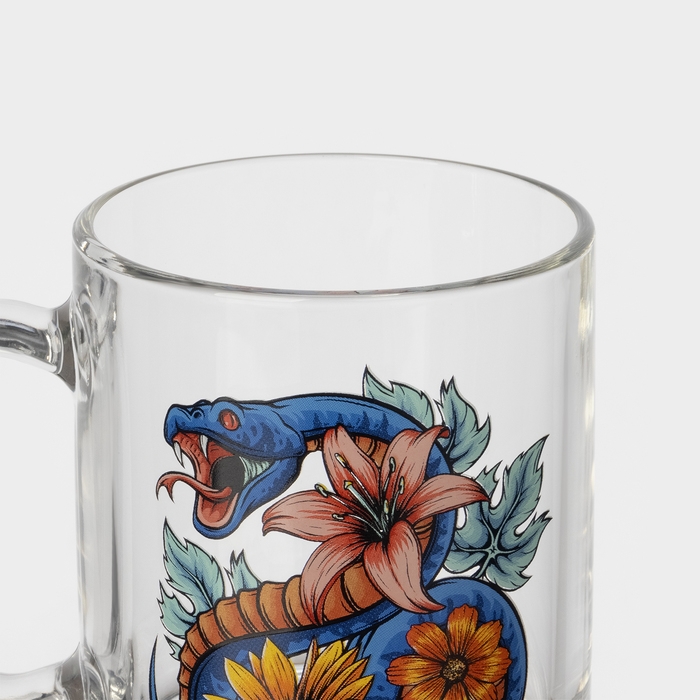 Кружка стеклянная чайная &laquo;Цветы и змеи&raquo;, 320 мл, МИКС