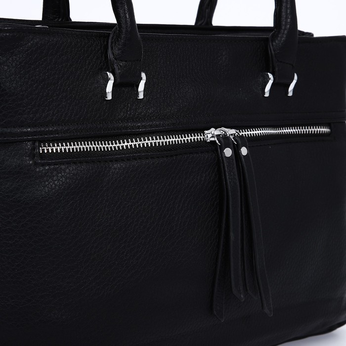 Сумка-тоут на молнии, 2 наружных кармана, цвет чёрный Сумка-тоут на молнии, 2 наружных кармана, цвет чёрный