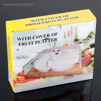 Набор салатников керамических с крышкой на деревянной подставке &laquo;Эстет. Квадрат&raquo;, 5 предметов, 33&times;27,5&times;11 см, цвет белый