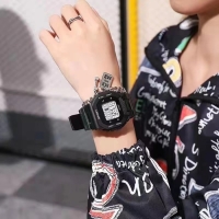 Часы наручные электронные, d-4.5 см, с будильником, черные Часы наручные электронные, d-4.5 см, с будильником, черные