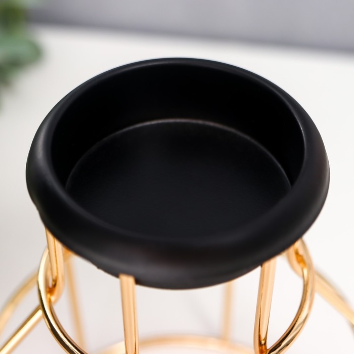 Подсвечник металл, стекло на 1 свечу Подсвечник металл, стекло на 1 свечу "Лофт. Каркас" золото 21х11х11 см