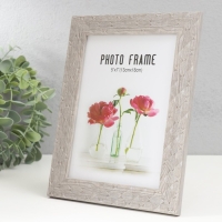 Фоторамка пластик 13х18 см "Ромбы. Текстура дерева" серая 21,5х16,5 см