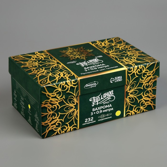 Гирлянда &laquo;Бахрома&raquo; 3 &times; 0.9 м, IP44, УМС, прозрачная нить, 232 LED, свечение жёлтое, 220 В