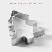 Форма для вырезания печенья новогодняя Доляна &laquo;Ёлочка&raquo;, 6,5&times;8&times;1,5 см, цвет серебристый