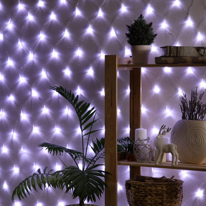 Гирлянда &laquo;Сеть&raquo; 1.6 &times; 1.6 м, IP20, прозрачная нить, 144 LED, свечение белое, 8 режимов, 220 В