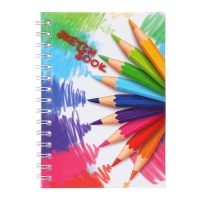 Скетчбук А5, 80 листов на гребне по длинной стороне "Цвета", твёрдая обложка, блок 100 г/м&sup2;