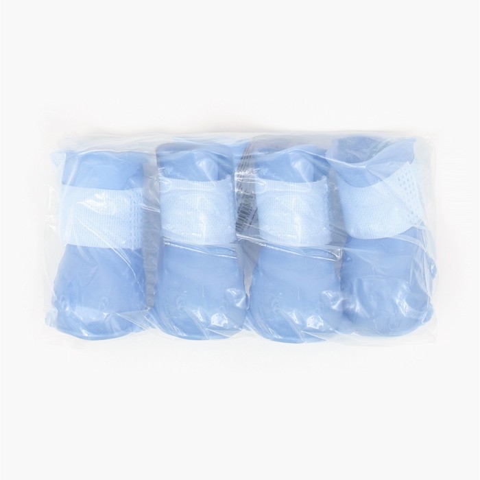 Ботинки для собак, резиновые, набор 4 шт,  размер S , голубые