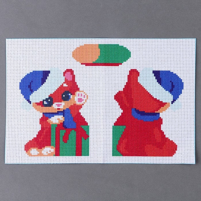 Вышивка крестиком на Новый год. Набор для создания игрушки «Котёнок с подарком» Вышивка крестиком на Новый год. Набор для создания игрушки «Котёнок с подарком»