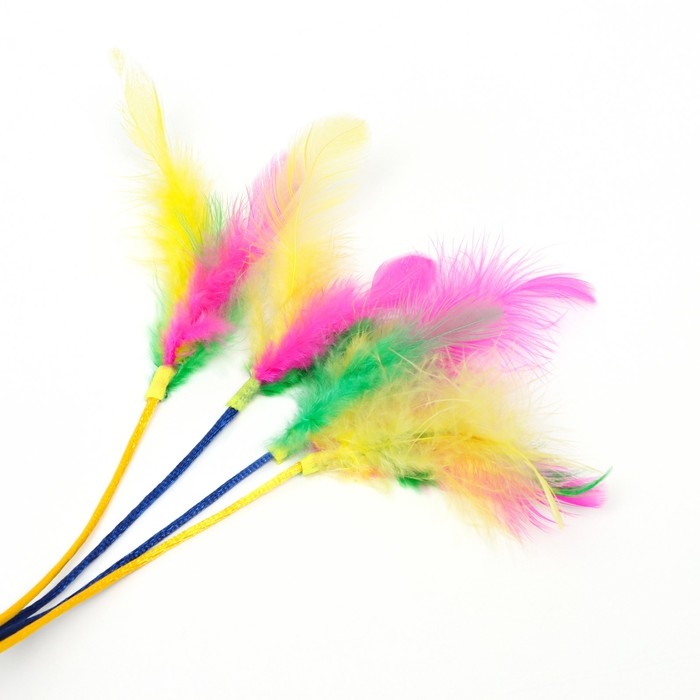 Дразнилка-удочка Дразнилка-удочка "Шар с перьями", голубая на оранжевой ручке