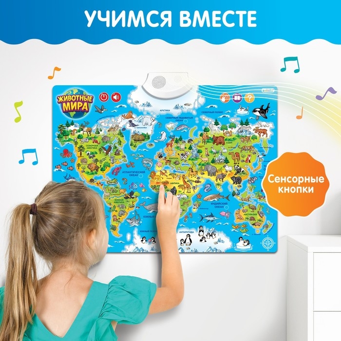 Обучающий плакат &laquo;Животные мира&raquo;, звуковые эффекты