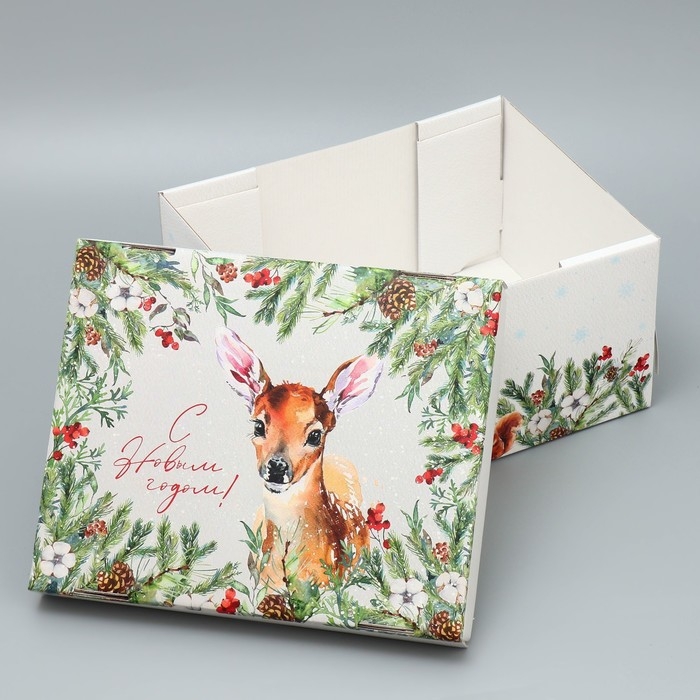 Коробка подарочная новогодняя складная &laquo;С новым годом!&raquo;, 31.2 х 25.6 х 16.1 см, Новый год