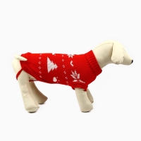 Одежда для собак. Свитер вязаный с орнаментом &laquo;Новогодний&raquo;, красный, размер M