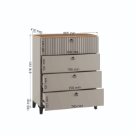 Комод с 4 ящиками Ника, 800х410х916, Кашемир/Дуб/Бежевый МДФ