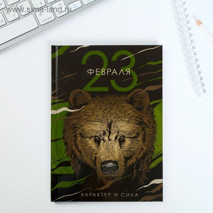 Подарочный набор &laquo;23 февраля медведь&raquo;: ежедневник и термостакан