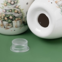 Новогодний набор для специй Доляна &laquo;Приближение чуда&raquo;, 3 предмета: солонка 80 мл, перечница 80 мл, подставка, керамика, цвет белый