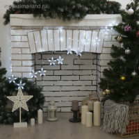 Гирлянда «Бахрома-арка» 2.5 × 1.2 м с насадками «Звёзды», IP20, прозрачная нить, 136 LED, свечение белое, 8 режимов, 220 В Гирлянда «Бахрома-арка» 2.5 × 1.2 м с насадками «Звёзды», IP20, прозрачная нить, 136 LED, свечение белое, 8 режимов, 220 В