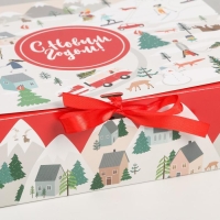 Коробка подарочная новогодняя складная &laquo;Новогодние истории&raquo;, 31 х 24.5 х 8 см, Новый год