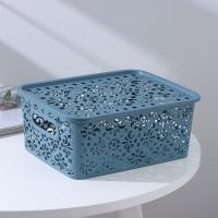 Контейнер для хранения с крышкой «Узор», пластик, 25×19×10 см, цвет МИКС Контейнер для хранения с крышкой «Узор», пластик, 25×19×10 см, цвет МИКС