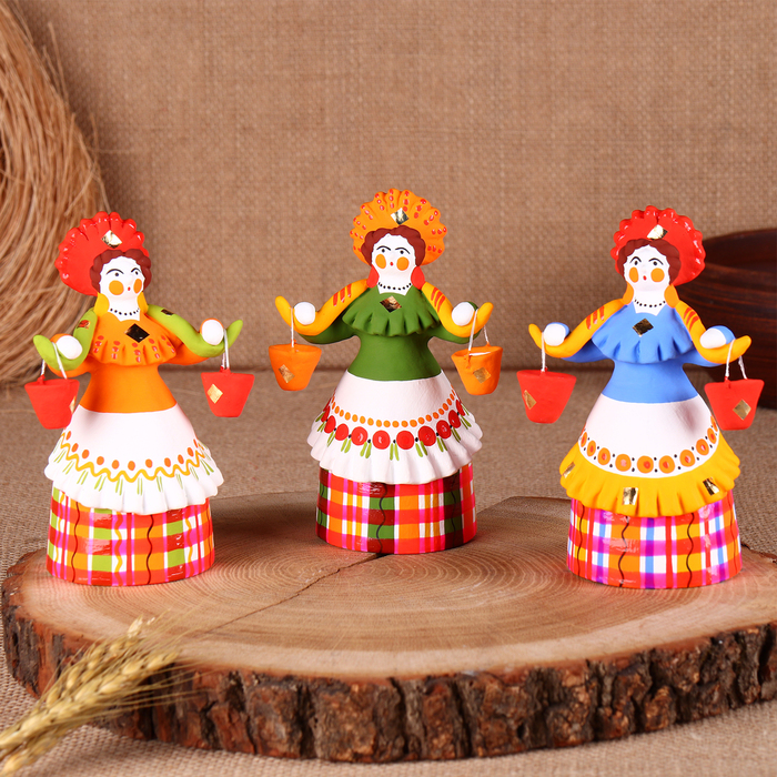 Дымковская игрушка Дымковская игрушка "Барыня - водоноска", 14 см, микс