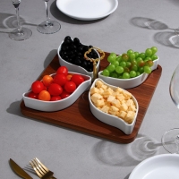 Менажница «Королевская сервировка», 4 шт:300 мл, деревянное основание, фарфор, Иран Менажница «Королевская сервировка», 4 шт:300 мл, деревянное основание, фарфор, Иран