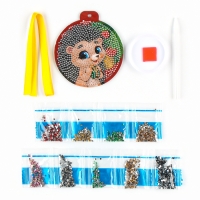 Алмазная мозаика на новый год для детей на подвеске &laquo;Ёжик&raquo;, 10 х 10 см, новогодний набор для творчества