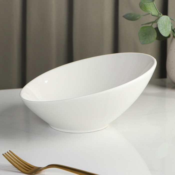 Салатник фарфоровый Доляна &laquo;Глория&raquo;, 450 мл, d=21 см, цвет белый