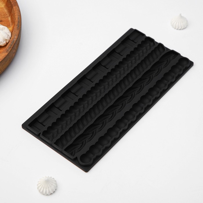 Молд Доляна &laquo;Узоры&raquo;, силикон, 25,5&times;12,5&times;1 см, цвет тёмно - серый