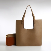 Сумка-мешок женская на магните, косметичка, цвет бежевый