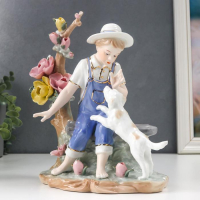 Сувенир керамика "Мальчик с собакой" 25х13х19,5 см
