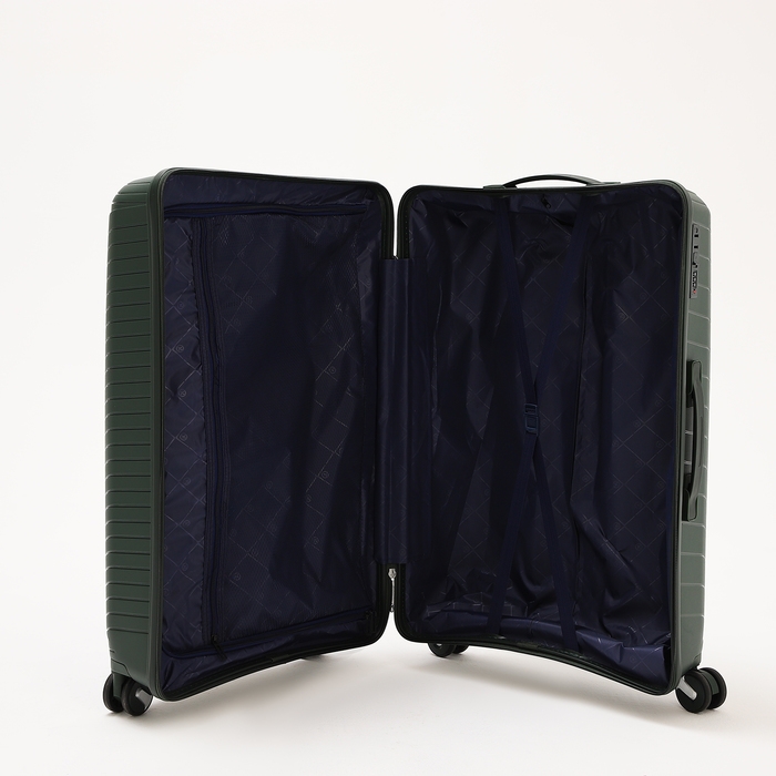 Чемодан большой 100 л (L), отдел на молнии, кодовый замок, 4 колеса, цвет зелёный