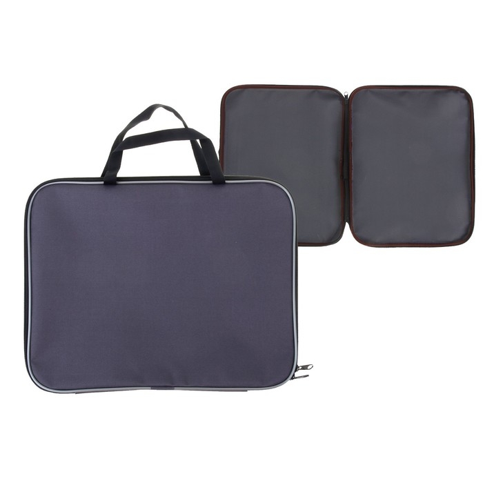 Папка с ручками текстильная А4, 350 х 270 х 20 мм, Calligrata Папка с ручками текстильная А4, 350 х 270 х 20 мм, Calligrata "Офис", нейлон 600D, двуцветный кант, серая