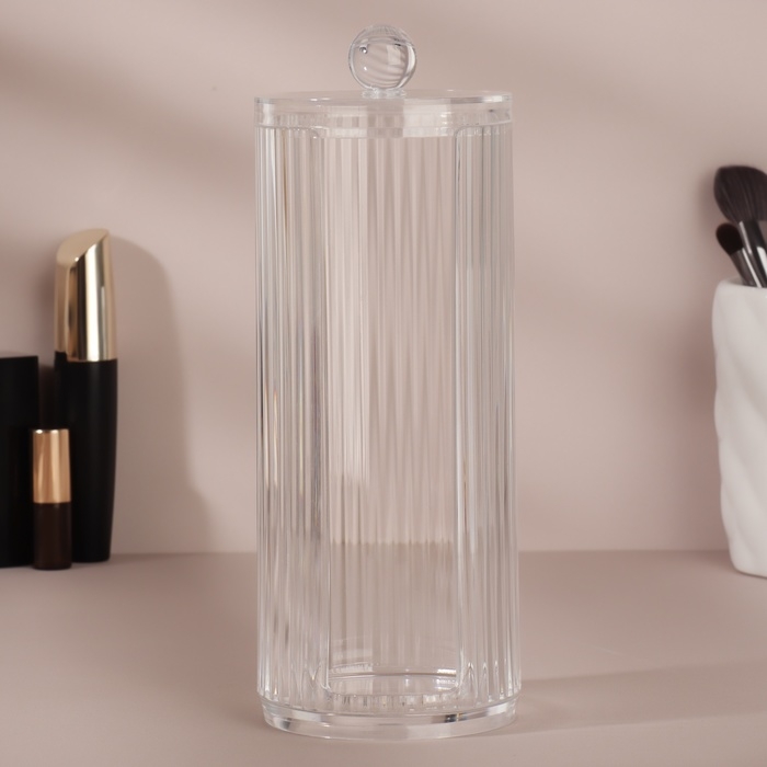 Органайзер для ватных дисков, с крышкой, d = 7,5 &times; 19,5 см, цвет прозрачный