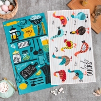 Набор полотенец Доляна "Счастье есть" 35х60 см - 2 шт, 100% хлопок Набор полотенец Доляна "Счастье есть" 35х60 см - 2 шт, 100% хлопок