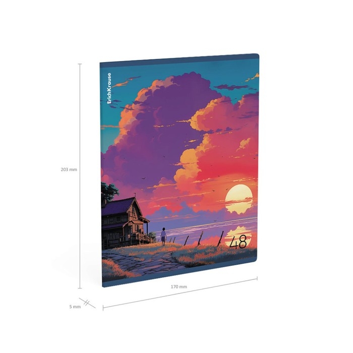 Тетрадь 48 листов в клетку, ErichKrause Тетрадь 48 листов в клетку, ErichKrause "Бирюзовые миры", обложка мелованный картон, матовая ламинация, блок офсет 100% белизна, МИКС