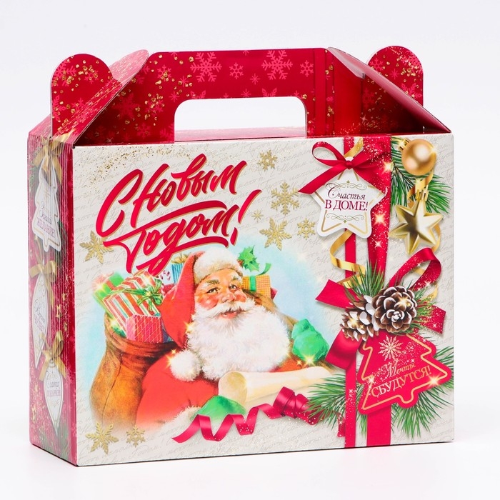 Новый год. Подарочная коробка новогодняя Добрые традиции 23 х 8,5 х 23 см. Новый год. Подарочная коробка новогодняя Добрые традиции 23 х 8,5 х 23 см.
