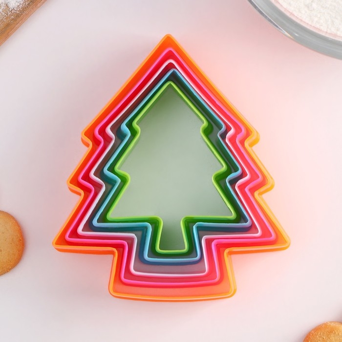 Набор форм для вырезания печенья новогодний Доляна «Ёлочка», 5 шт Набор форм для вырезания печенья новогодний Доляна «Ёлочка», 5 шт