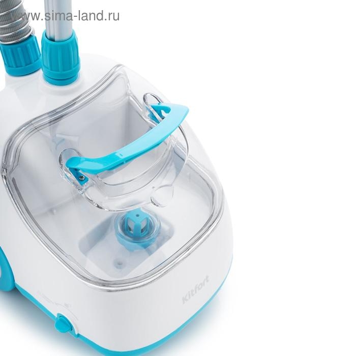 Отпариватель Kitfort КТ-957, напольный, 1500 Вт, 1900 мл, 25 г/мин, шнур 1.8 м, бело-голубой