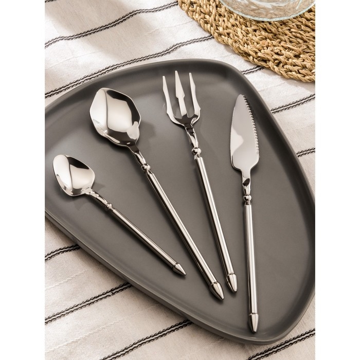 Столовые приборы из нержавеющей стали Magistro Ocean, 4 предмета, цвет серебряный Столовые приборы из нержавеющей стали Magistro Ocean, 4 предмета, цвет серебряный