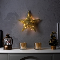 Светодиодная фигура «Золотистая звезда» 30.5 см, металл, батарейки ААх2 (не в комплекте), свечение тёплое белое Светодиодная фигура «Золотистая звезда» 30.5 см, металл, батарейки ААх2 (не в комплекте), свечение тёплое белое