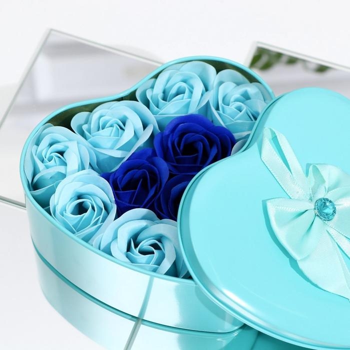 Мыльные розочки, бирюзовые и синие, набор 11 шт. Мыльные розочки, бирюзовые и синие, набор 11 шт.