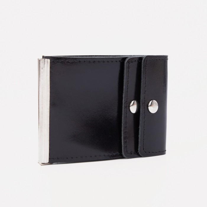 Зажим для купюр, отдел для монет, цвет чёрный