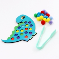 Сортер деревянный &laquo;Дино&raquo; с помпонами и пинцетом, 15 х 21 см